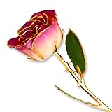 Long Stem Dipped 24 Kゴールドトリムアメジスト純正にローズゴールドのギフトボックス