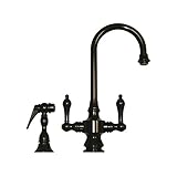 Whitehaus WHKSDLV3-8104-ORB Vintage-3 5 1/4-Inch Dual Handle Bar Faucet with Short Gooseneck Spout, 