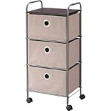 ファブリックワゴン　チェスト3段（1列3段引出しタイプ） (ブラウン)