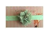 2 Mini Lace Blossom Pearl and Rhinestone Flower baby PoshNPretty headband - Mint by PoshNPretty