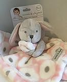 Blankets and Beyond Grey Bunny Pink and White Security Blanket Lovey by Blankets and Beyond