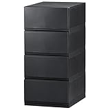 リブウェル(Livewell) 日本製 彩 -Irodori- チェスト 簡易組み立て式 (オールブラック, 35cm幅 4段)