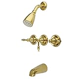 Kingston Brass KB232KL Tub and Shower Faucet with 3-Krystal Lever Handle, Polished Brass [並行輸入品]
