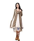 Ginsendor 女性のドレス フード付きタオル 帽子 スカーフ ワンピース 長袖のドレス 学生 通学 定番 森ガール秋冬 (ブラウン)