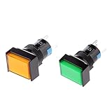IPOTCH 2個入り　DC 12V　プッシュボタン　LEDライト付き　瞬間自己リセット　スイッチ　プラスチック