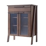 天然木アルダー材 ガラスキャビネット ブラウン 5008