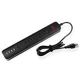 YKS 電源タップUSB 3ピン式 AC 6個口 4ポート 1.8m 一括スイッチ/雷サージガード付 PSE適合 スマホ・タブレット対応 会社 自宅 旅行用 (黒)