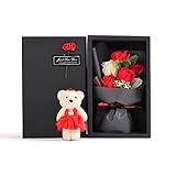 AOLVO 6個/ボックスロマンチックフローラの香り付きの石鹸バレンタインデー、記念日、誕生日、母の日、結婚式、新年、クリスマスの日に完璧なリトルベアローズフラワーバス