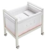 PETIT PRAIA Piu Piu Rosa 100 Percent Printed Soft Cotton Moon Crib (50 x 80 x 75 cm, Small, White/Pi
