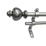 High Quality 5/8 Montevilla Core Urn Double Telescoping Drapery Rod Set, 26-48, Dark Nickel
