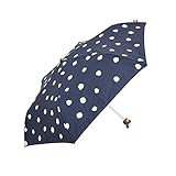くまのがっこう 子供用 スーパーミニ傘 総柄 水玉 折りたたみ傘 手開き ネイビー 6本骨 53cm 110~130cm 121 [正規代理店品]