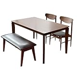 Feliz 1350ダイニングテーブル 4点セット ダイニングテーブル No.18(ブラウン ウォールナット) 1卓＋チェアNo.11 (ブラウン/グレー) 2脚＋ベンチNo.14 (ブラウン/ブラックレザー) 1脚