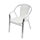 人工ラタンチェア 単品 ホワイト 籐 肘掛けカバー付き 家具 ファニチャー インテリア おしゃれ スタッキングチェア chair 椅子 チェア 南国 アジアン バリ風 リゾート カフェ ベランダ バル