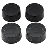 Musiclilyスピードノブミリ規格 LPレスポールエレキギター用、ブラック/ゴールドナンバー(4個入)