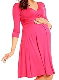 Zeta Ville 女性のマタニティプリーツAラインドレス - 3/4スリーブ 282Ac (フクシア, JA 15, XL)