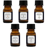 日本製 アロマエッセンス 5種セット 各10ml キンモクセイ サンダルウッド ホワイトムスク バニラ ローズ 調合香料