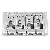 4弦ベースブリッジ 4 弦エレクトリック ベース用 調節可能なバレルサドル 金属素材 簡単な取り付け (銀)