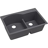 エルケイ住宅用elxh3322rch0クォーツLuxeダブルボウルトップマウントシンクwith Aqua Divide、チャコール、33 " x 22 " x 10 "