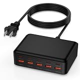 急速充電器 Type-C 合計70W 卓上 USB コンセント 10ポート USB-C*5&USB-A*5/PD30W&QC18W/PSE認証/1.2m電源ケーブル Hootek ACアダプター Type-C USB電源アダプター タイプC コンセント アイフォン アンドロイド 充電器 iPhone 17、MacBook Air、iPad 2026、Galaxy S26、など各種対応(全黒)