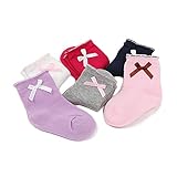 BIANHUAN キッズ 子供 靴下 ソックス お姫様 6足 セット 春 秋 綿 リボン 女の子 くつした 無地 通気 シンプル 柔らかい (M:1-3歳の子供にお勧め)