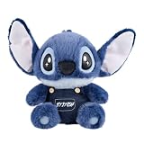 MINISO(ミニソ) ディズニー リロ&スティッチコレクション 14インチ シッティングステッチ ぬいぐるみ - ディズニーファンのためのプレミアム品質のぬいぐるみ(オーバーオールスタイル)
