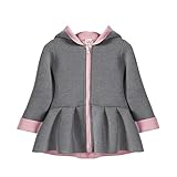 POTOJP 秋冬 暖かい 女の子 キッズ服 ウサギの耳フード付け 子供 カーディガン スプリングコート 上着 長袖 子供服 幼児 アウター 防寒 保温 ジャケット (95, グレー)
