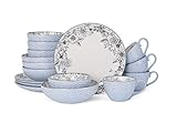 Pfaltzgraff Gabrielaグレー16 Stonewareディナー食器セット、4のためのサービス