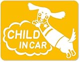 imoninn CHILD in car ステッカー　【マグネットタイプ】　No.38　ミニチュアダックスさん　（黄色）