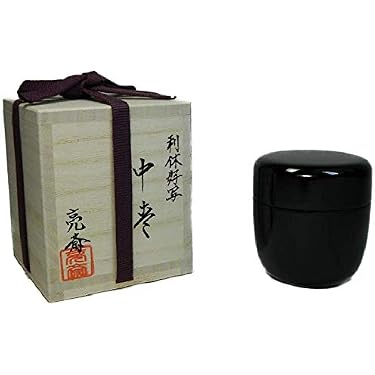 棗□天然木製 漆塗りなつめ 茶入れ 木目調 お茶道具 茶器 桐箱入り