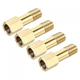 uxcell パイプフィッティング 真ちゅう製 延長コネクタ 六角パイプカップリング G1/4メス - G1/4オスネジアダプタ 50 mm長さ 4個