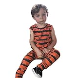 Karchi　ハロウィーン衣装　袖なし　連体服　子供服　　幼児の赤ちゃんの男の子　、女の子ノースリーブのかぼちゃのロンパーのジャンプスーツ (80, カボチャ)