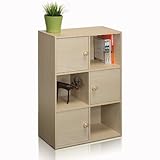 Furinno 11189SBE Pasir 3 Tier Shelf with 3 Door/Round Handle, Steam Beech by Furinno