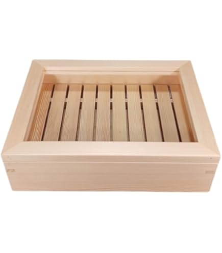 Amazon.co.jp: Wokouiys 木製 ネタ箱 目皿・アクリル蓋付 小 白木