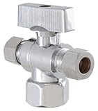 Ldr 537 5501qt 3 / 8インチComp by 3 / 8インチComp by 1 / 2インチFIP四半期Turnデュアルコンセント角度シャットオフバルブ低いリード、クロムメッキ