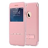 iPhone 6S Case,3C-Aone Metal [Kick-stand] [Touch Series] [View Window] Folio Flip (Tpu + Pu) Leather