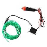 SODIAL(R) 5MフレキシブルなELワイヤー　ネオンLEDカーライト　パーティーロープチューブ＋12Vインバータ - グリーン