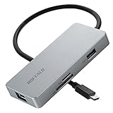 バッファロー USB-C ハブ ドッキングステーション 7-in-1 100W USB PD HDMI 4K LANポート Type-C Type-A USB 3.2 Gen1 高速データ転送 急速充電 microSD SDカードスロット 【 Windows/Mac/Chrome/iOS 】 シルバー LUD-U3-CGCSV/N