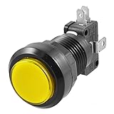 SODIAL(R) アーケードゲーム 24mmイエロー　イルミネーション瞬間プッシュボタン　SPDTマイクロスイッチ