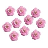 Perfk 10個全13色 結婚式 人工造花 花部分のみ パーティー 装飾用 帽子/服装/カバン アクセサリー シルクバラ 4cm - ピンク