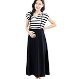 topmodelss　ワンピース 授乳服 マタニティ 授乳口 ファスナー 春 夏 ボーダー 半袖　大きいサイズ　体型カバー 産前 産後 ロング