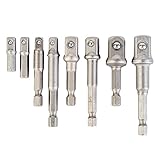 Wazaza 8PCS インパクトソケットアダプター 六角軸シャンク延長ドリルバー8本セット(1/4インチ、 3/8インチ、1/2インチ)