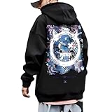 [andoffer] パーカー メンズ バックプリント 大きいサイズ スウェット 裏起毛 秋冬 長袖 フード 筋トレ スマイル柄 オーバー ビッグ シルエット ストリート (JP, アルファベット, 4XL, ブラック) [並行輸入品]