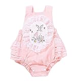Ochine　夏　ベビー服　ノースリーブロンパース　ピンク　お姫様のように　女の子　レース　ウサギプリント　布帛　カバーオール　出産祝い　0-3歳設定
