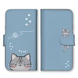Google Pixel 5a (5G) 用 ケース 手帳型 グーグルピクセル5a(5G) スマホケース 猫 ねこ 可愛い かわいい 絵 イラスト ブルー
