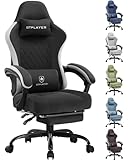 GTRACING ゲーミングチェア LR002 ファブリック オットマン ポケットコイル ダイア調蝶刺繍デザイン