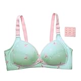 bestjpshop コットン 通気性 ライトグリーン 蝶パターン リムなし 前ボタン 妊娠 授乳 産後 ブラジャー