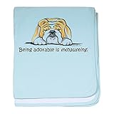 CafePress – Adorable Bulldog – スーパーソフトベビー毛布、新生児おくるみ ブルー 048446859625CD2