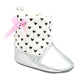 新生児 ベビーガール 花柄プリント 冬の暖かい スノーブーツ 滑り止め 柔らかいソール ファーストシューズ マーティンブーツ (3-6ヶ月, ホワイト)