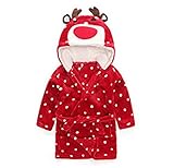 Candykids 可愛い子に可愛いバスローブ　お子様にピッタリ 出産祝い 贈り物 にも 子供用 キッズ ガウン タオル地 お風呂 (110cm, レッド)