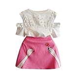 Kukiwaガールズ服　ガールズプリンセス服　レース花　２点セット　スカート　プレゼント　イベント 写真　出かけ 　 (110CM, ホワイト)